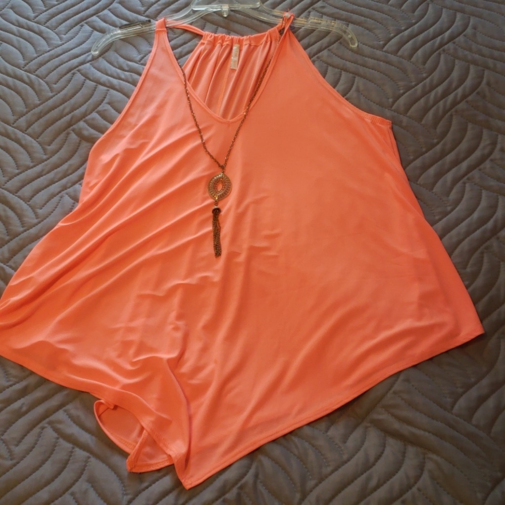 Sheer tank with attached necklace